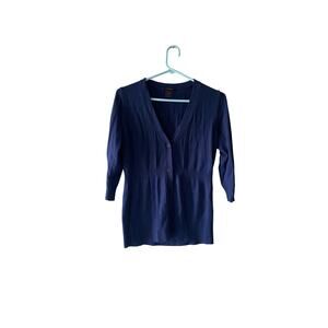 Ann Taylor 3/4 Sleeve Navy Blue Button Up Cardigan- size small